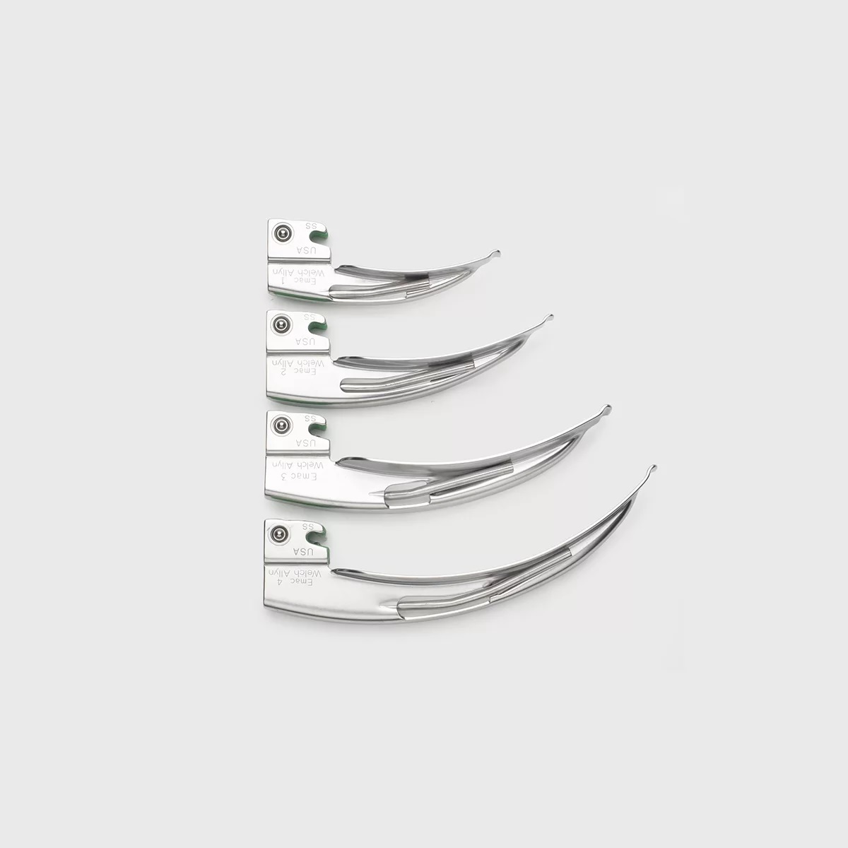 Set Blade, English MacIntosh, 2.5 V Halogen, Size 1-4, Medium & Small Handles, SS, w/Case f/ Fiber-Optic Laryngoscope (1/EA) by Hillrom/Welch Allyn  ID 69697